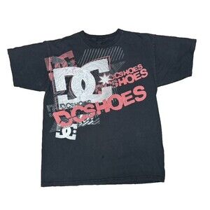 Y2K DC Shoes Graphic T-shirt Grunge Skater Mens Medium Stripe